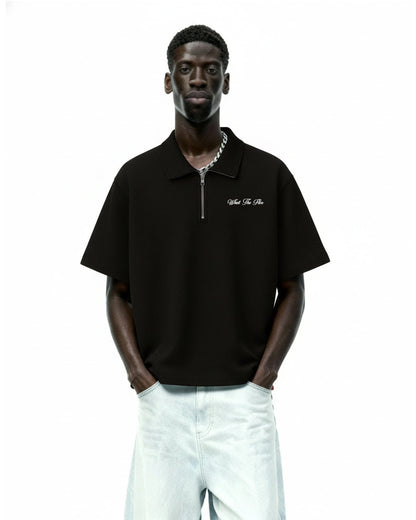 WildFlex Ash Black Premium Cotton Zip Polo
