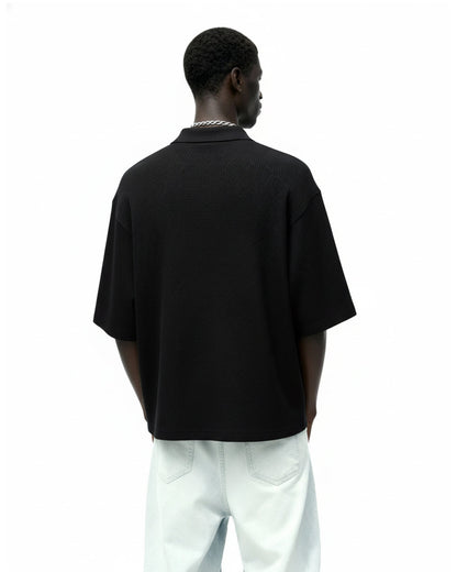 WildFlex Ash Black Premium Cotton Zip Polo