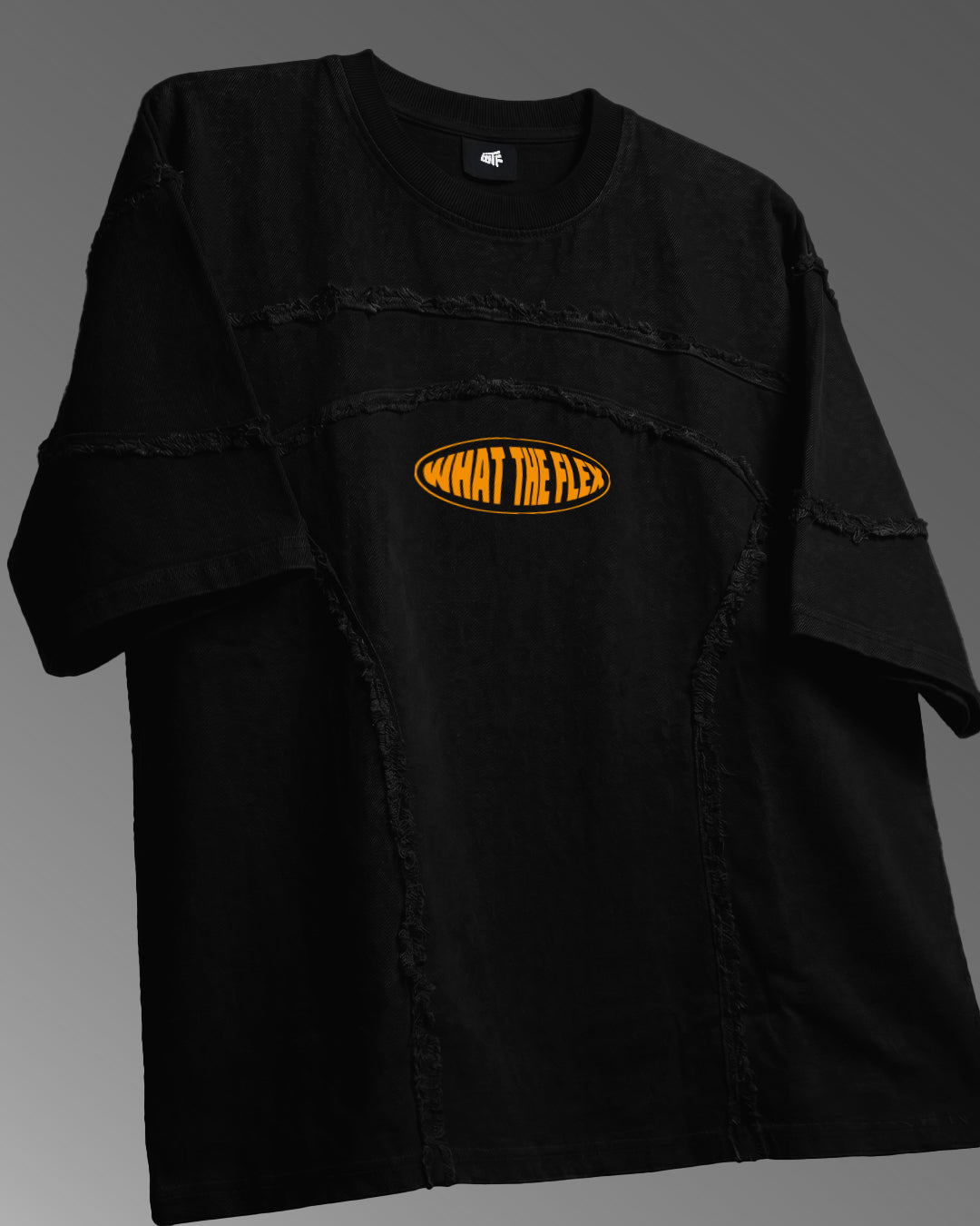 WildFlex Premium Offset Black Denim Oversized Cotton T-Shirt for Men